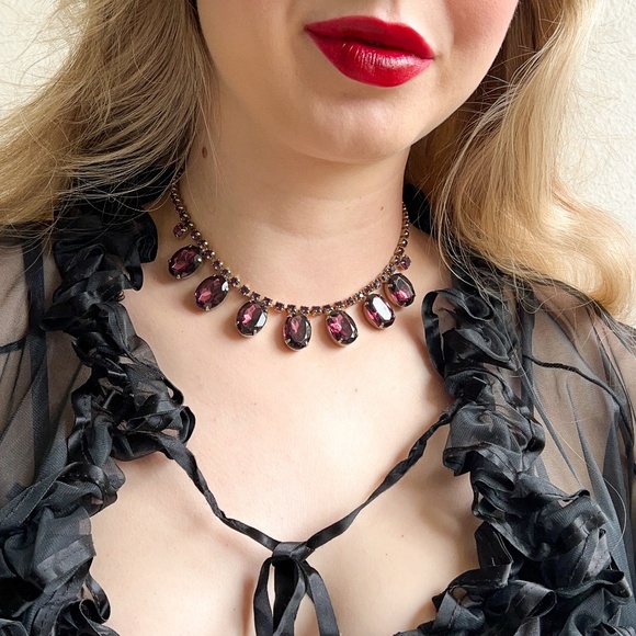 Vintage 1950s Large Purple Spinel Gemstone Necklace - Picture 6 of 10